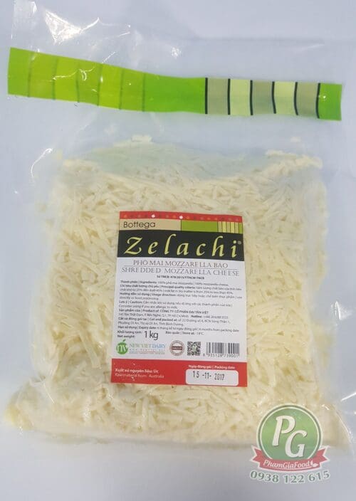 phô mai mozzarella bào sợi bottega zelachi 1kg