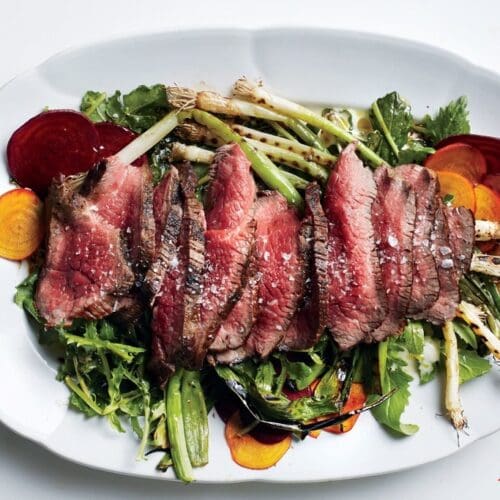 grilled steak salad with beets and scallions1