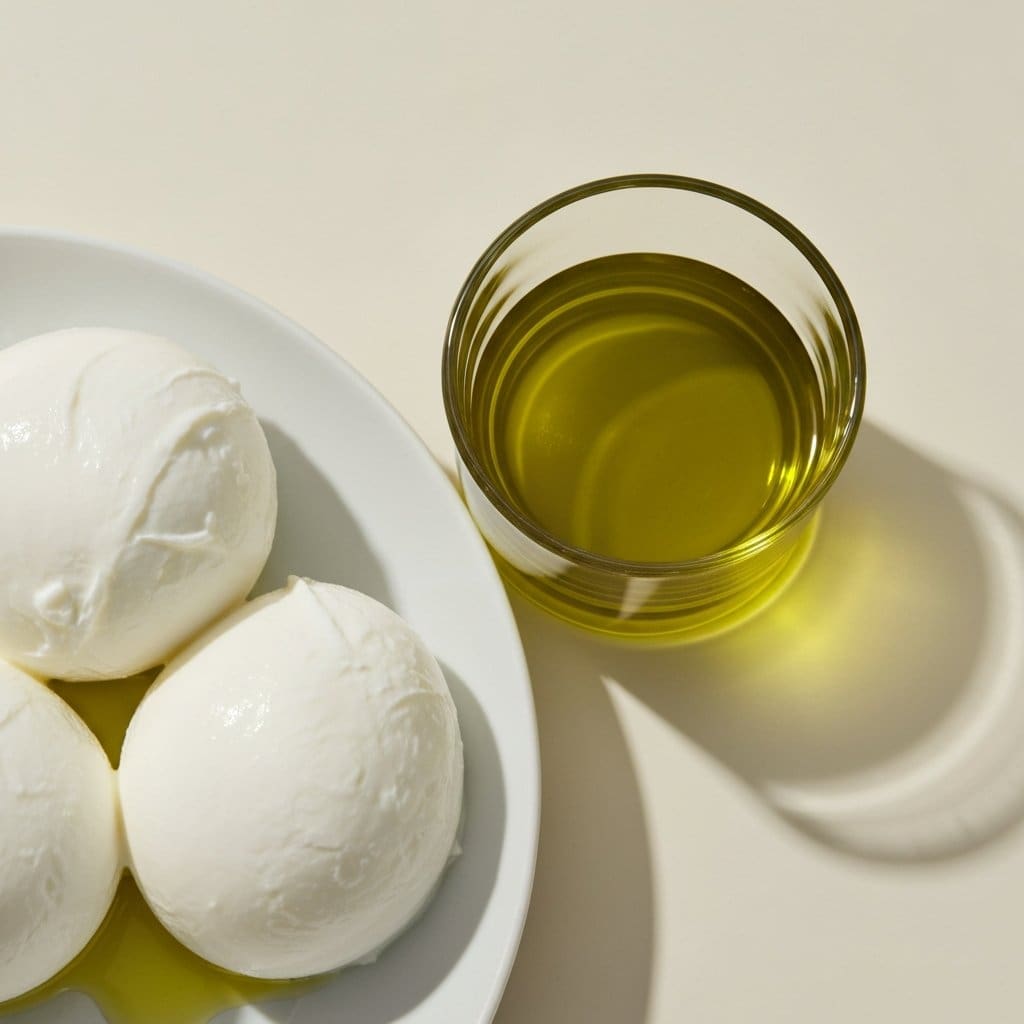 3 Cách Dùng Dầu Olive và Giấm Balsamic Với Phô Mai Mozzarella 1 Hình ảnh mozzarella và dầu olive