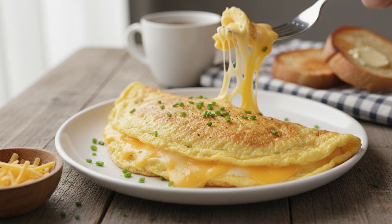 Bí Quyết Làm Trứng Omelet Phô Mai Kiểu Pháp Mềm Mịn (Fluffy) 1 Hình ảnh trứng omelet phô mai