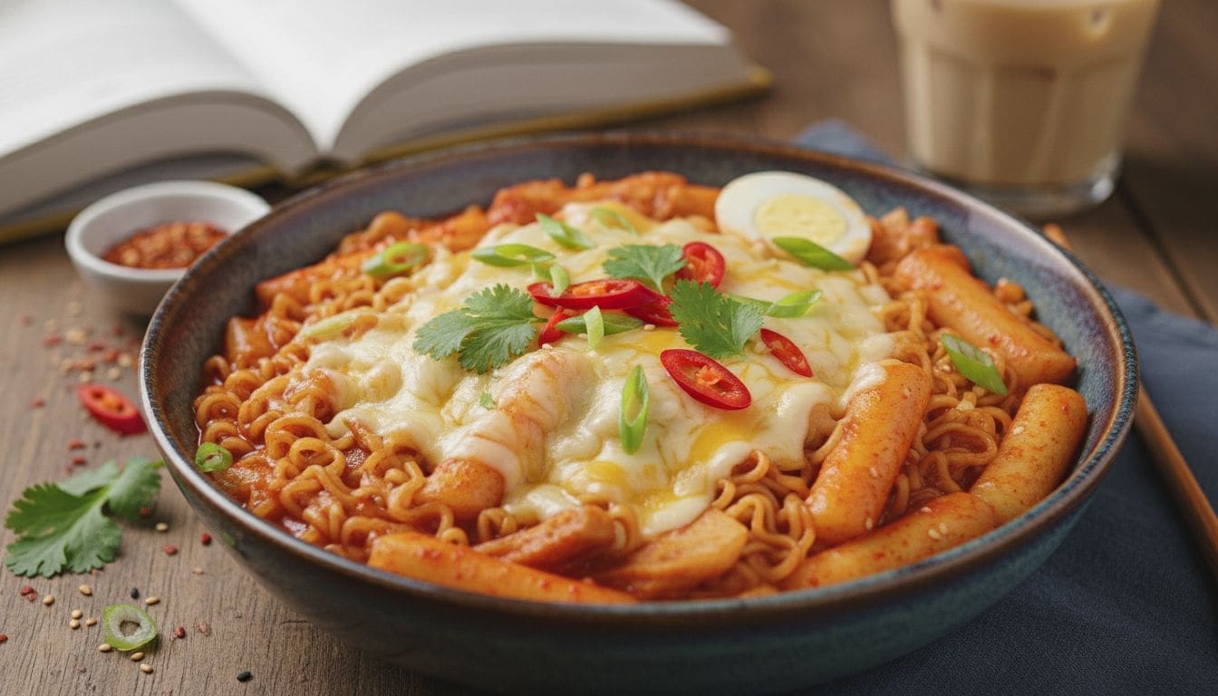 Cách Làm Rabokki (Mì Bánh Gạo) Phủ Phô Mai Siêu Cay Hấp Dẫn 1 Hình ảnh rabokki phô mai