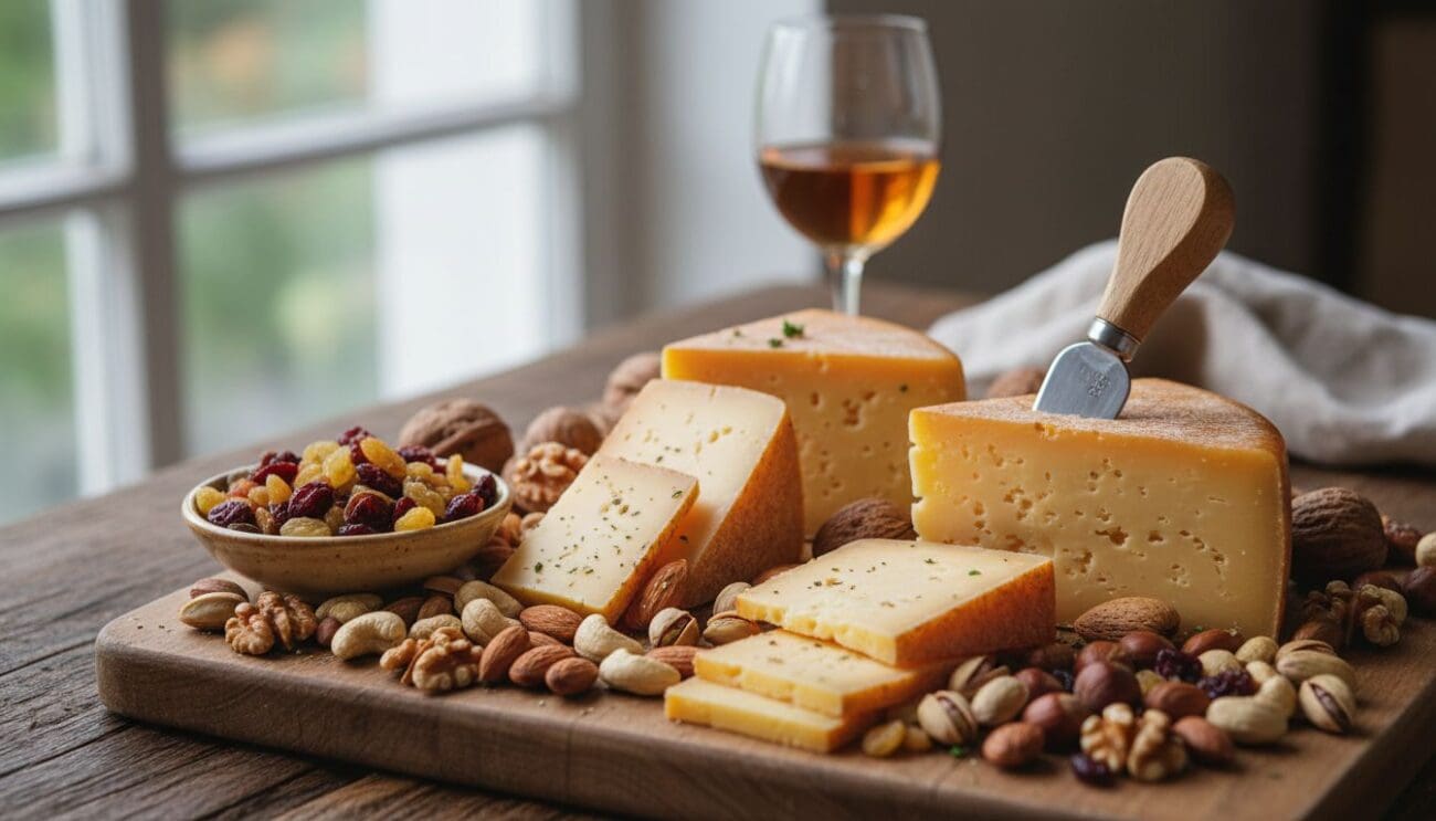 Hình ảnh phô mai gouda và các loại hạt