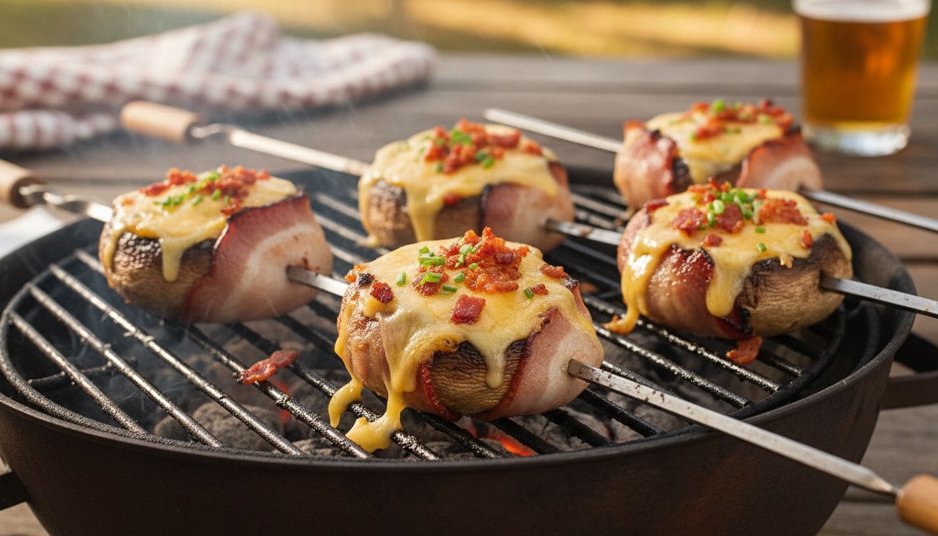 Nấm Mỡ Nhồi Bacon Và Phô Mai Mozzarella: Món Khai Vị Sang Chảnh 1 Hình ảnh nấm nướng bacon phô mai