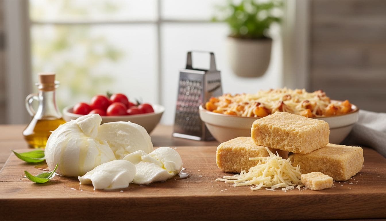 Phân Biệt Mozzarella Tươi (Fresh) Và Mozzarella Độ Ẩm Thấp (Low-moisture) 1 Hình ảnh mozzarella tươi vs mozzarella khô