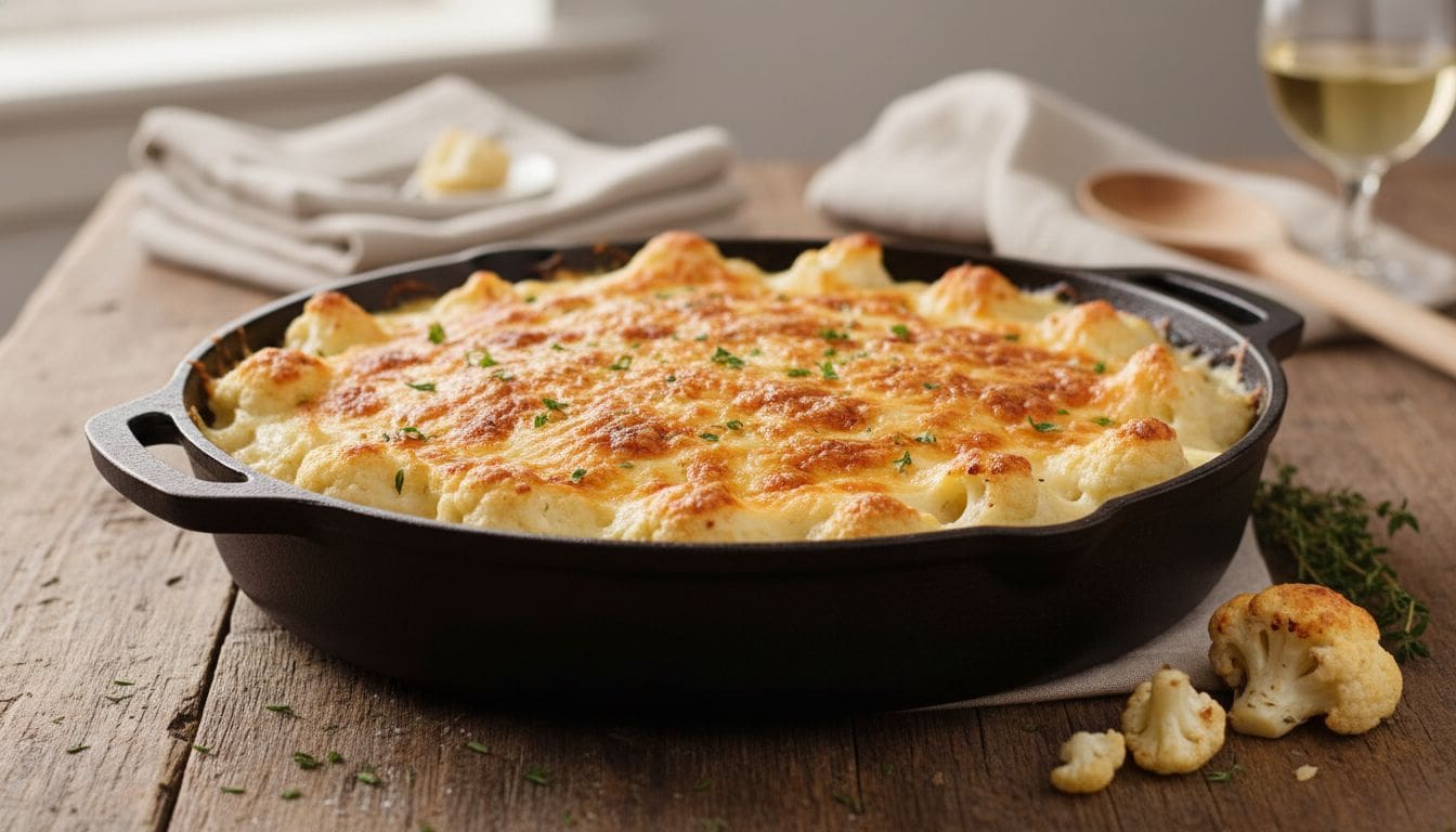 Súp Lơ Trắng Đút Lò Phô Mai (Cauliflower Cheese Gratin) Cho Người Ăn Keto 1 Hình ảnh gratin súp lơ