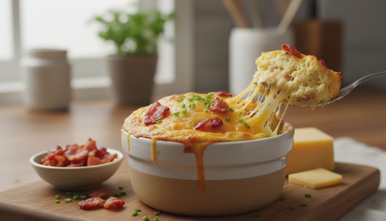 Hình ảnh trứng hấp bacon phô mai