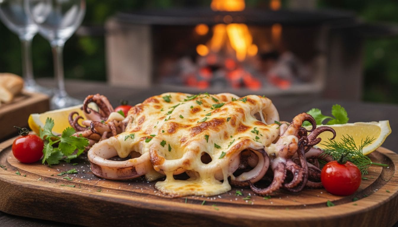 Mực Khổng Lồ Nướng Phô Mai Mozzarella: Món Ăn Đường Phố Gây Sốt 1 Hình ảnh mực nướng phô mai
