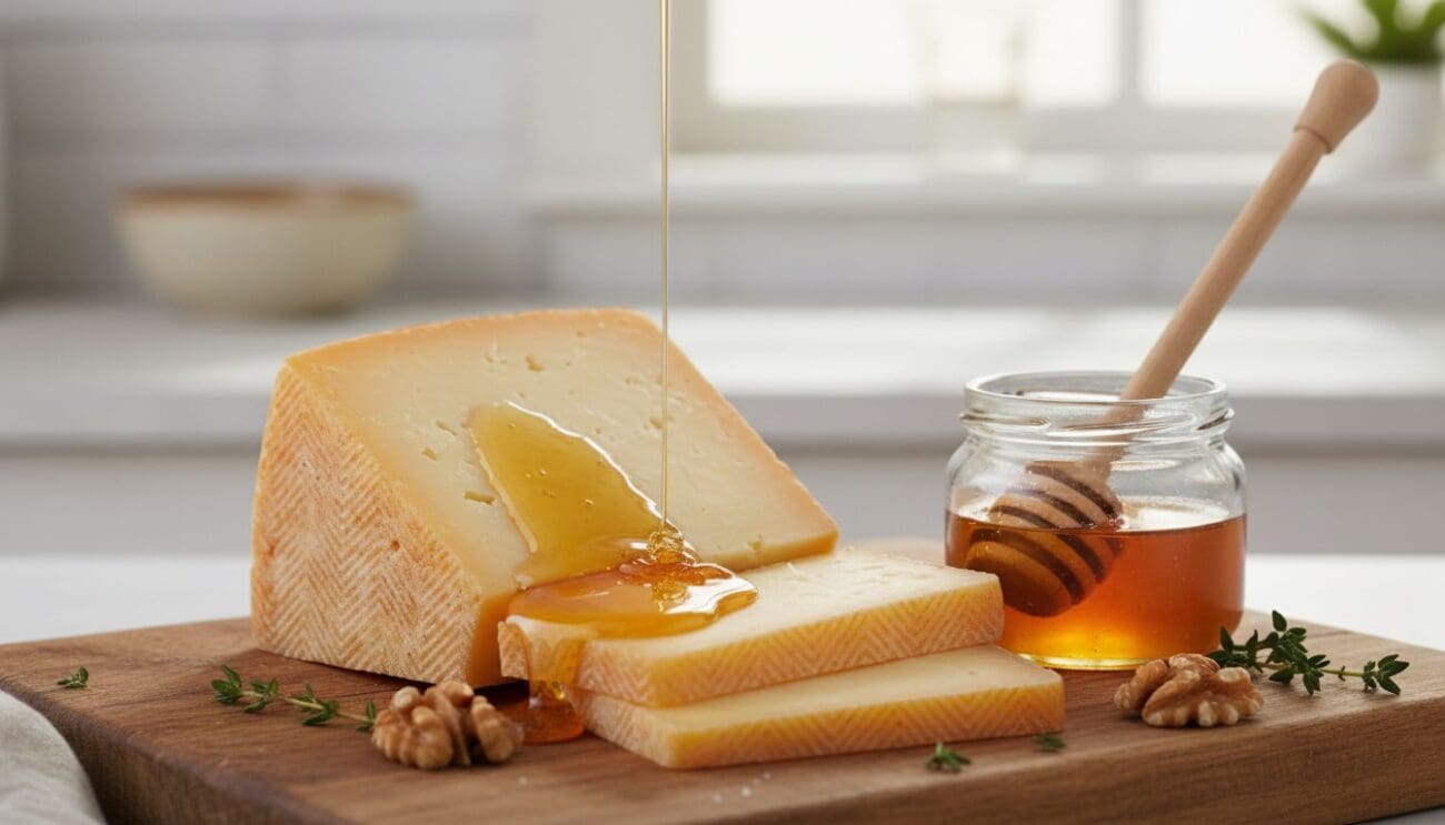 Hình ảnh phô mai Manchego và mật ong